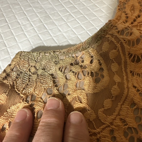 Pretty Angel Sz XL Sleeveless Top Taupe Lace Linen Boho Regency Victorian Lace - Picture 8 of 16